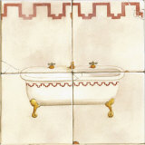 Bathtub with Red Design Posters by Marie Perpinan