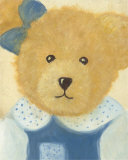 Bear with Blue Dress and Bow Prints by Alba Galan