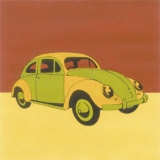 Green and Yellow Volkswagon Bug Print by Miriam Bedia