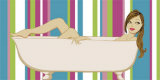 Girl in Bathtub with Stripes Affiches par Clara Almeida