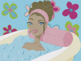 Girl in Bathtub with Flowers Affiches par Clara Almeida