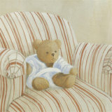 Bear on Striped Chair Prints by Catherine Becquer