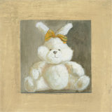 White Bunny with Yellow Bow Prints by Catherine Becquer