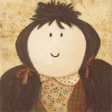 Doll with Dark Brown Hair and Pigtails Posters by Alba Galan