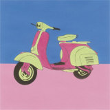 Pink and Green Motor Scooter Prints by Miriam Bedia