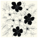White Stitch Floral I Affiches