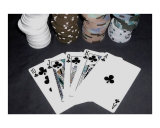 ROYAL FLUSH OF CLUBS POKER ARTS ART DECOR GAME ROOM LAS VEGAS NEVADA CASINO POPULAR WPT WSOP B&W Lámina giclée por Teo Alfonso