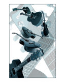Teal Blue Guitar Collection Photographic Print by Sarah Schoenfeld