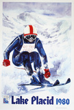 Lake Placid 1980 - Skier Text Collectable Print by John Gallucci