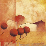Houses and Trees in Orange and Red IV Posters by Claudio Furlan