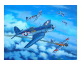 Corsair and Zeros ,1943 Lámina giclée por jack connelly