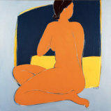 Nu Bleu Sur Fond Jaune Affiches par Véronique Laroque