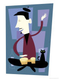 A Beatnik Playing the Bongos Posters
