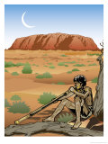 An Australian Aborigine Playing a Didgeridoo Posters