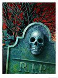 Skull on Headstone Poster