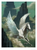 Pegasus Flying Through Clouds Print
