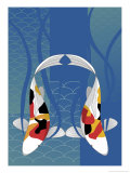 Two Koi Fish Swimming Side by Side Poster
