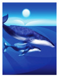 Whales Swimming Affiches