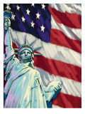 Statue of Liberty and American Flag Pôsteres Statue of Liberty and American Flag Pôsteres