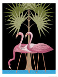 Three Pink Flamingos Art