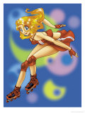 Girl on In-Line Roller-Skates Posters