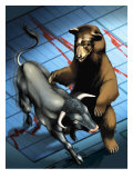 Bull and Bear Fighting Art