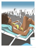 Woman Suntanning on Rooftop Photo