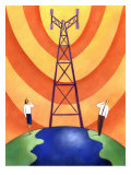 Business People on Phones by Cell Phone Communication Tower Pósters