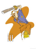 A Man Swinging a Cricket Bat Poster
