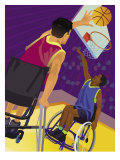 People in Wheelchairs Playing Basketball Affiches