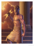 Zeus Holding Lightning Bolts Posters