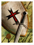 Medieval Sword and Shield Montage Kunstdrucke