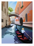 A Gondola Going Down a Waterway in Venice Art