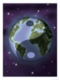 Earth with Ying and Yang Symbols Poster