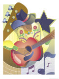 An Abstract of a Male Country-Western Musician Playing an Acoustic Guitar Posters