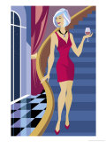 Woman Descending Curved Staircase Posters