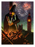 Fireworks with the Parliament in the Background and Fireworks Exploding in the Sky Art