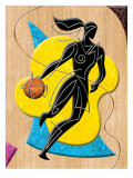Basketball Player Dribbling Ball Affiche