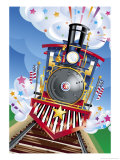 Close-Up of the Engine of a Patriotic Train Affiches
