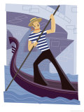 Man Rowing Gondola Print