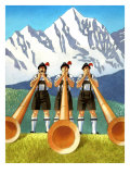 Three Swiss Men Playing Alphorns Photographie