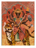 A View of Durga, the Indian Goddess of War, Sitting on a Tiger Posters A View of Durga, the Indian Goddess of War, Sitting on a Tiger Posters