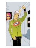 A Caucasian Teen on a Subway Listening to Music with an Adult Caucasian Woman in the Background Posters