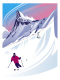 Swiss Alps Ski Scene Poster