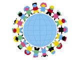 Children Holding Hands Around Globe Affiches