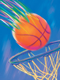Basketball Going into Hoop - Poster