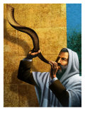 Man Blowing Shofar for Rosh Hashanah Pósters Man Blowing Shofar for Rosh Hashanah Pósters