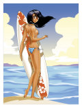 Girl with Surfboard Affiches