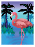 A Flamingo Standing in Water Obrazy A Flamingo Standing in Water Obrazy