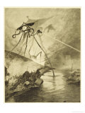 The War of the Worlds, The Martian Fighting-Machines in the Thames Valley reproduction procédé giclée par Henrique Alvim Corrêa